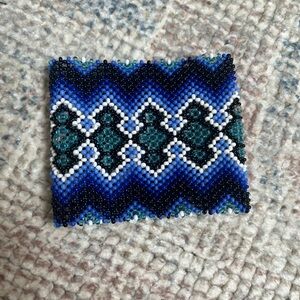 Traditional Yawanawa Brazilian Tribal Beaded Bracelet | Black & Blue Snake Style